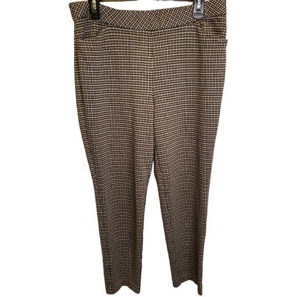 J. Jill Women Pants Size Medium Ponte Pull On Checked Slim Leg Pockets Knit - Picture 1 of 5
